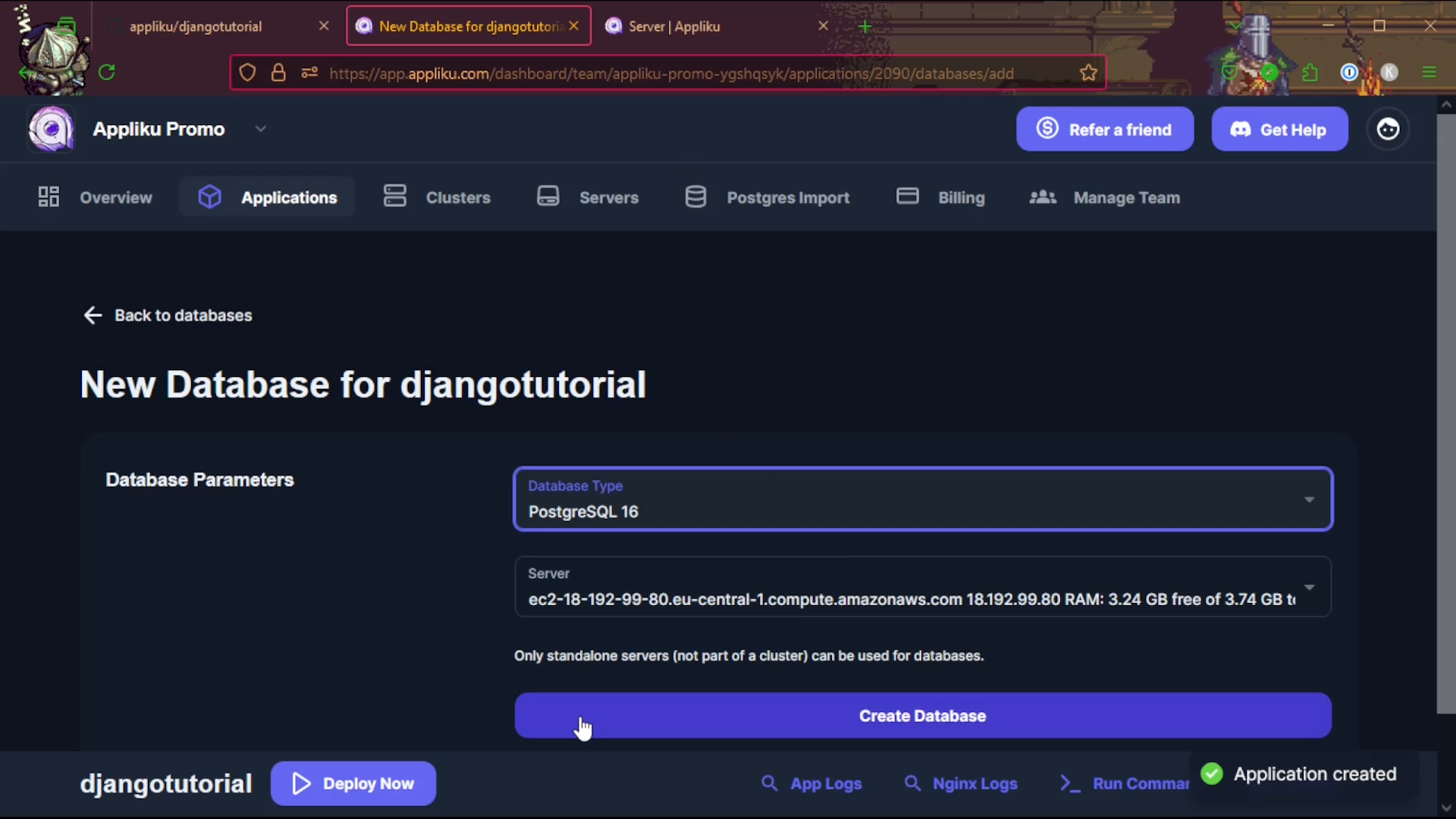 Create PostgreSQL database