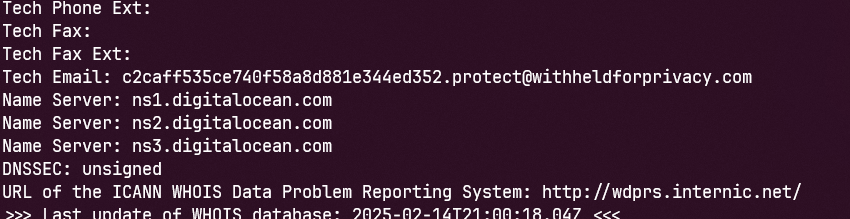 Terminal whois command