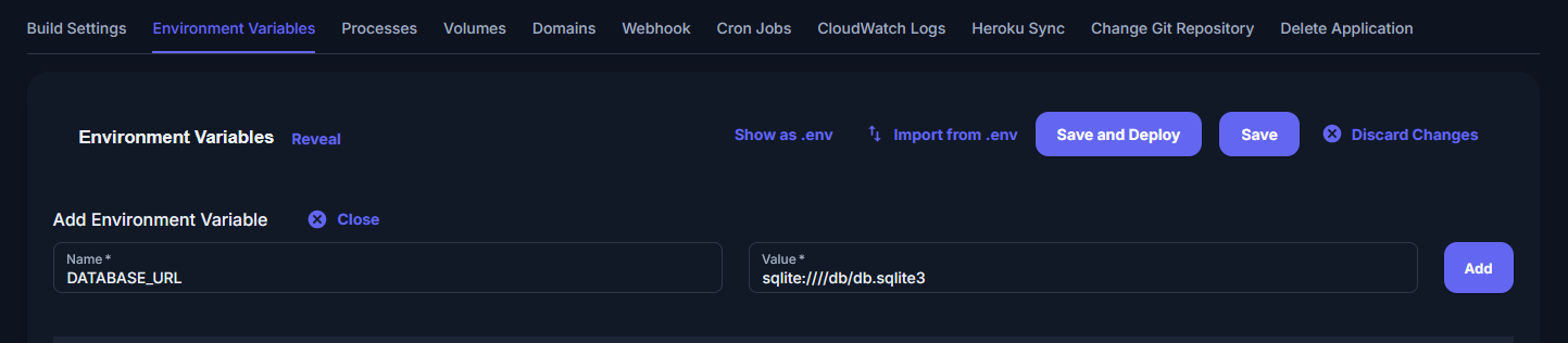 DATABASE_URL environment variable