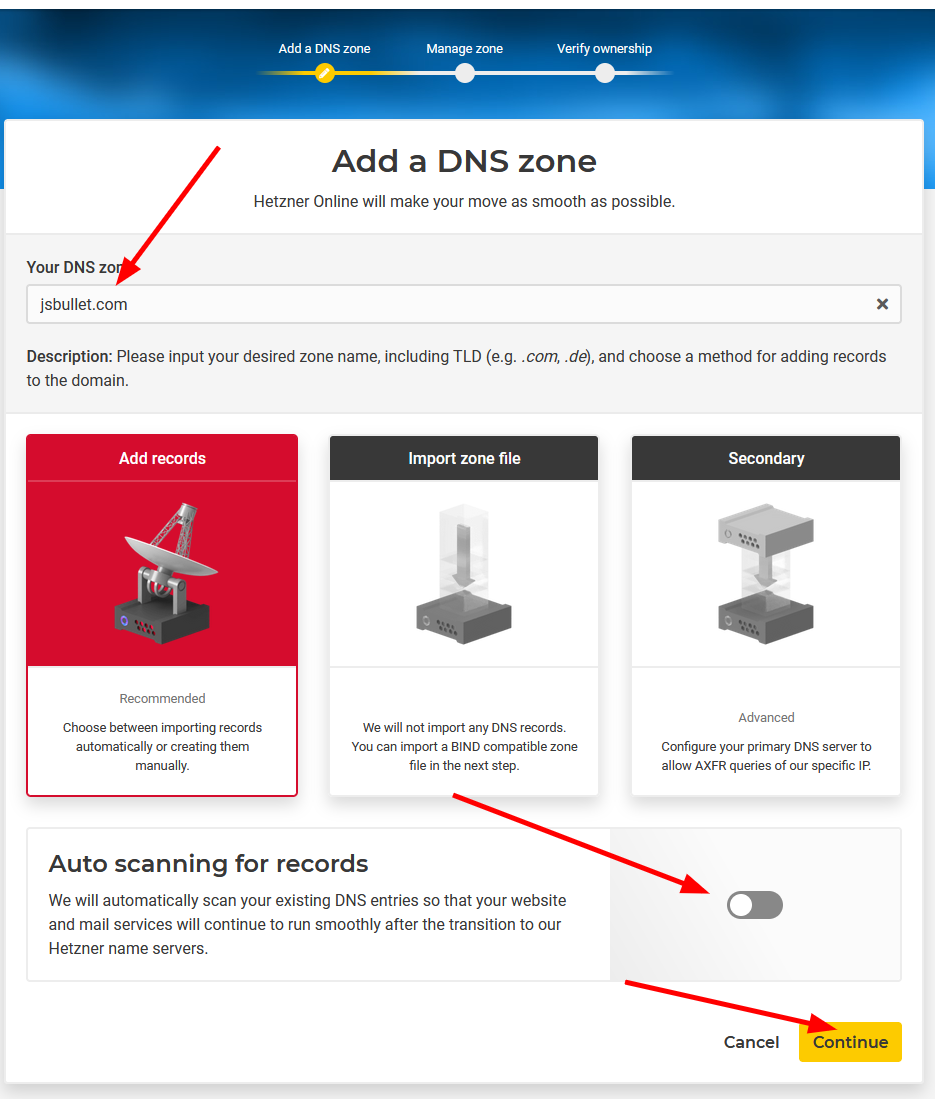 Hetzner DNS zone
