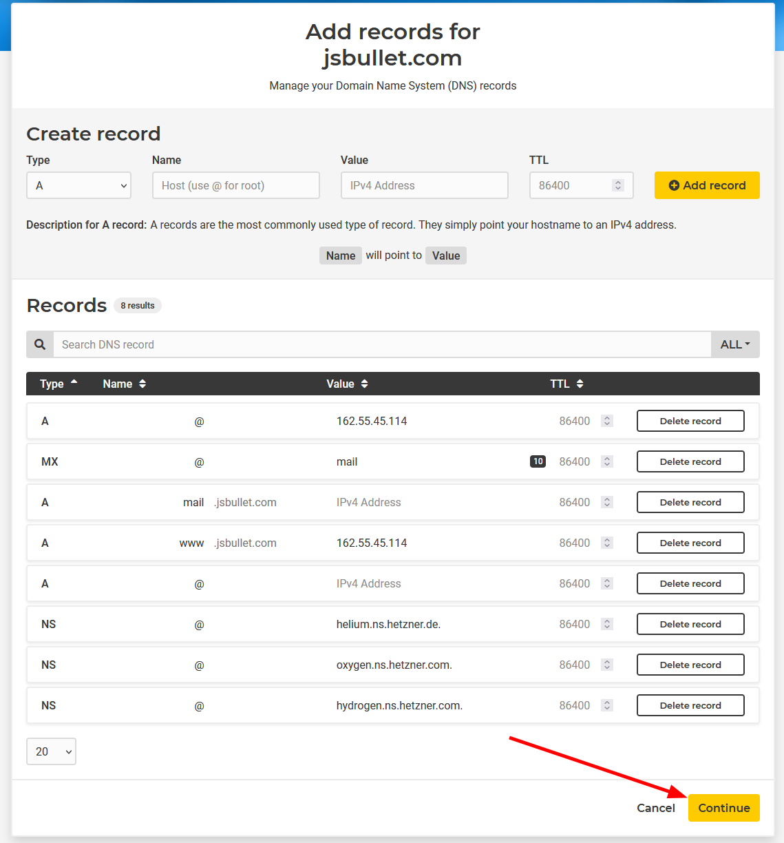 Continue after DNS